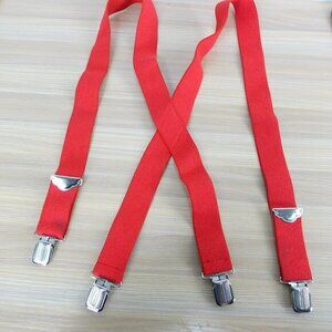 Suspender Mens Red Clip On X Back Brace Formal Adjustable‎ Strap Stretch Elastic